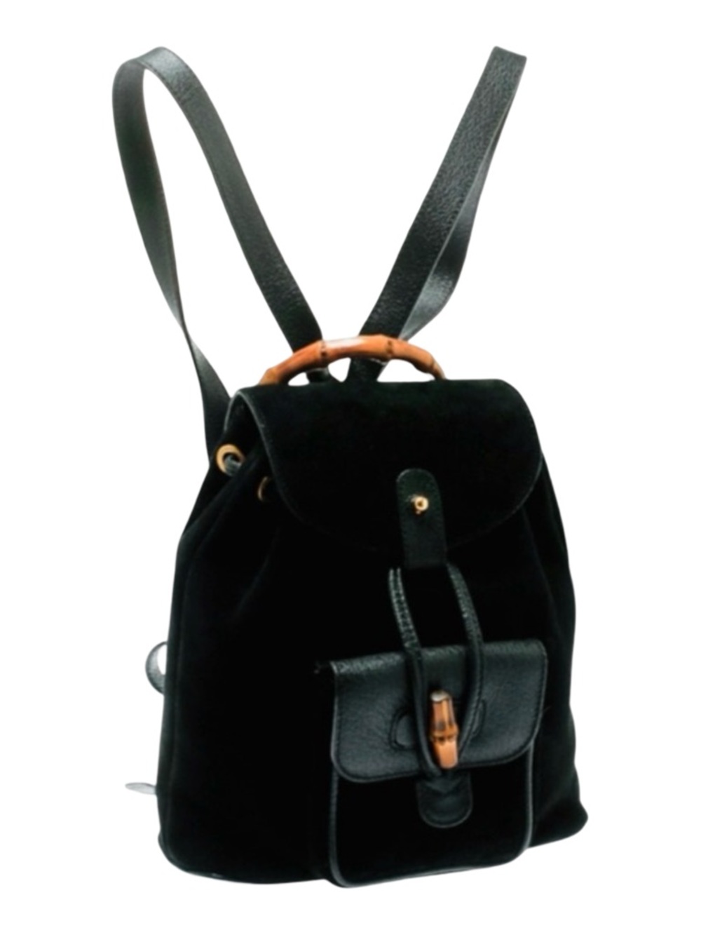 Gucci by Tom Ford Era vintage Bamboo suede Nubuck leather backpack black